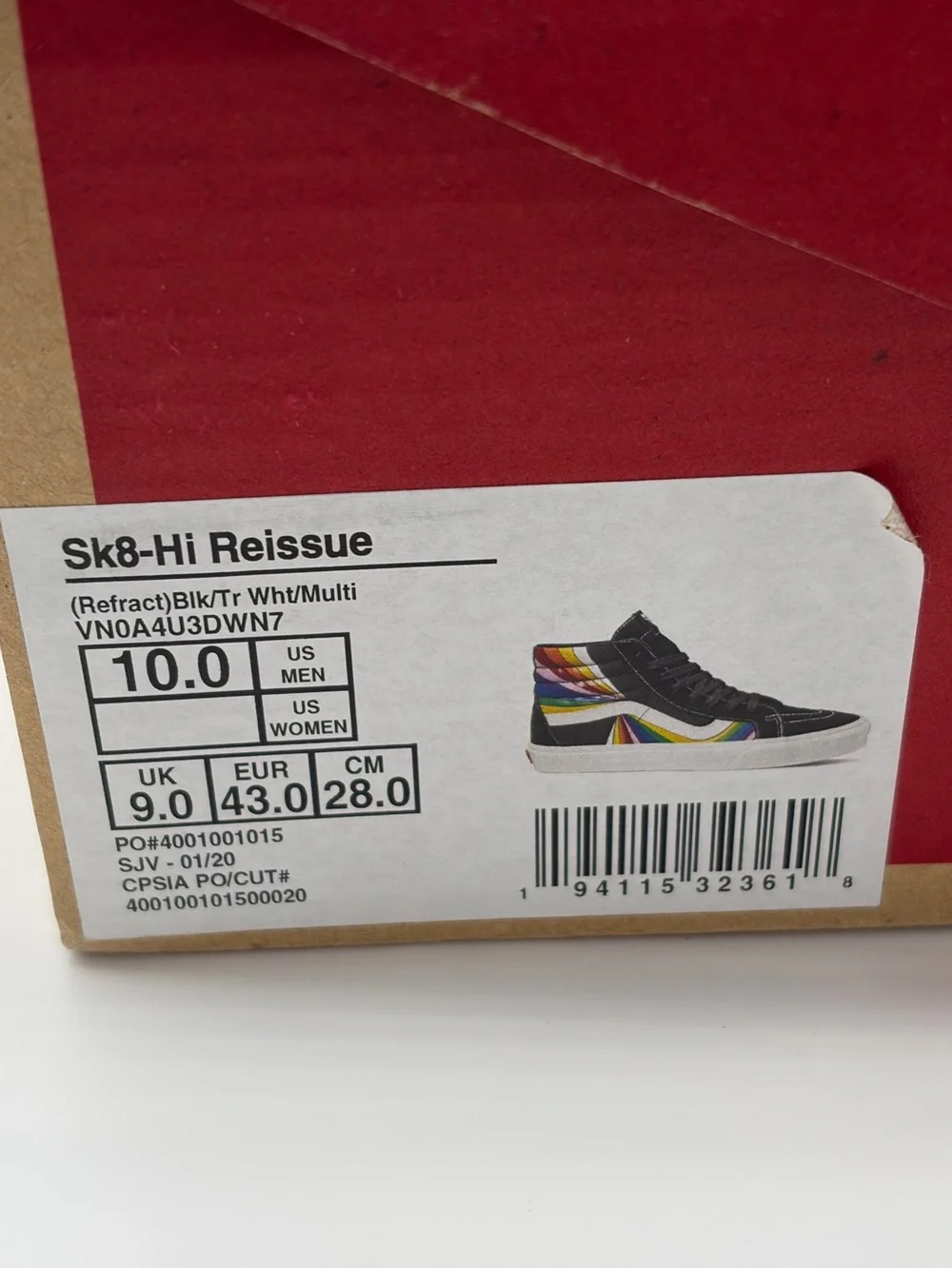 Vans High-Top Sk8-Hi Reissue Sneakers Black with Rainbow Stripes